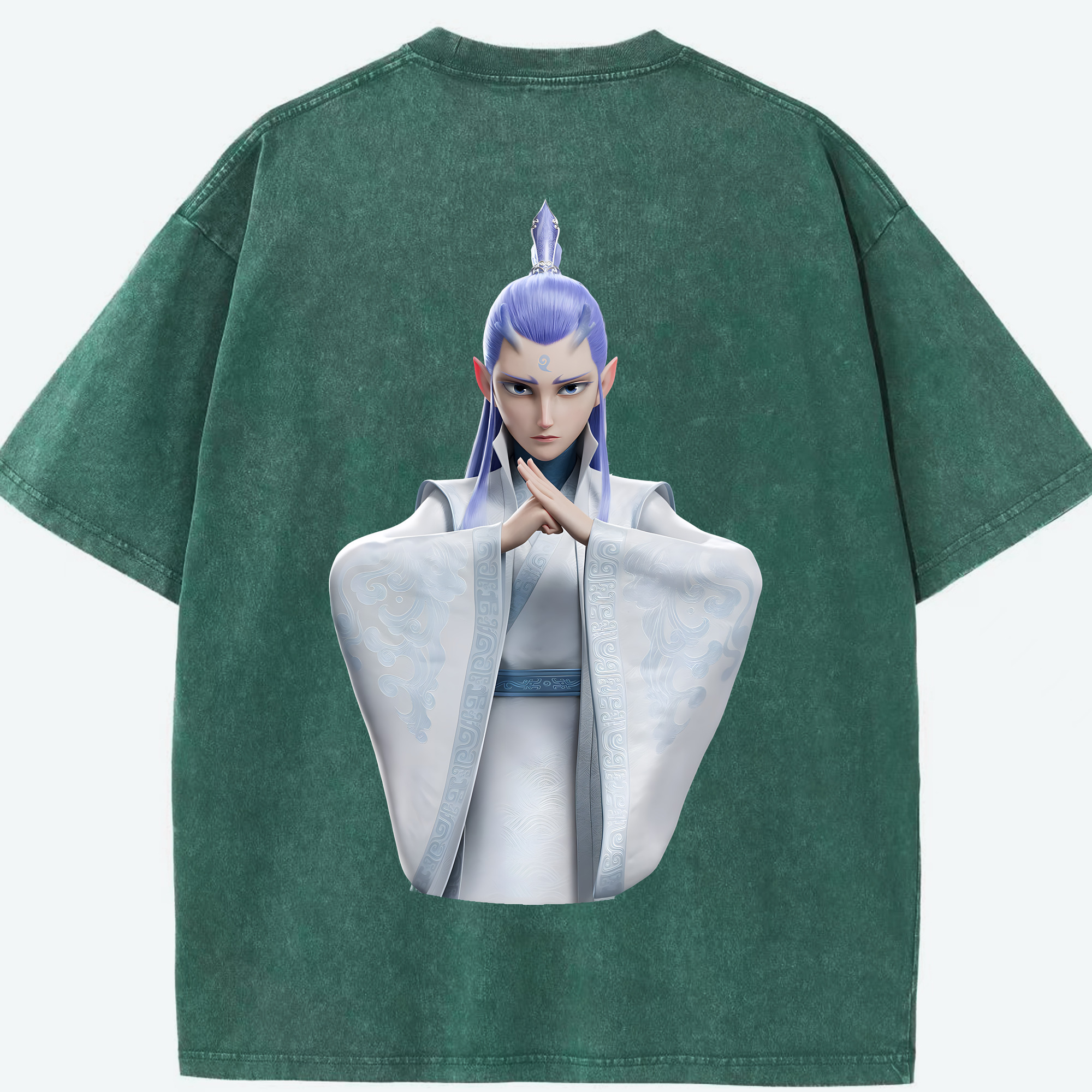 （画像用） Ne Zha 2 ナタ 魔童の大暴れ 綿100% ヴィンテージ風 半袖Tシャツ（背面プリント）